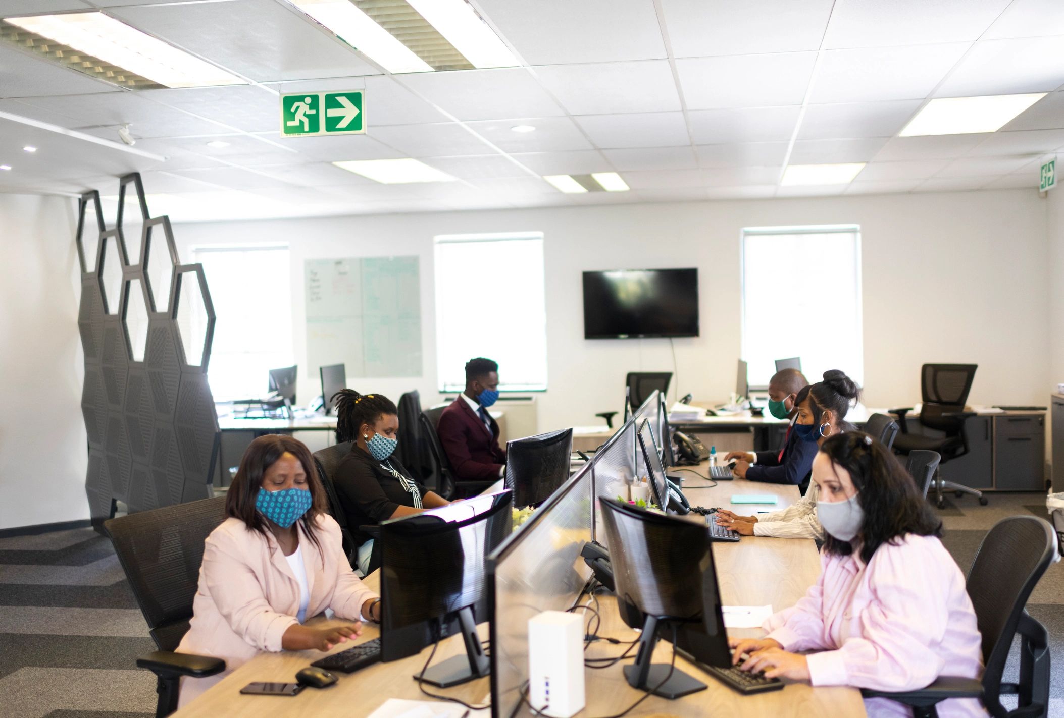 IT support team working in a modern office