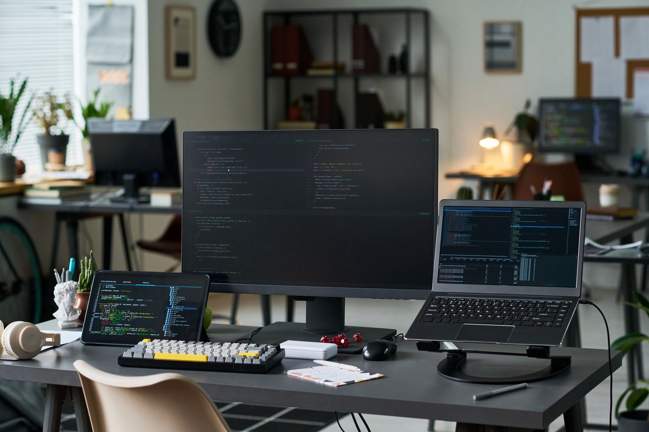 Secure business workstation displaying code and security tools
